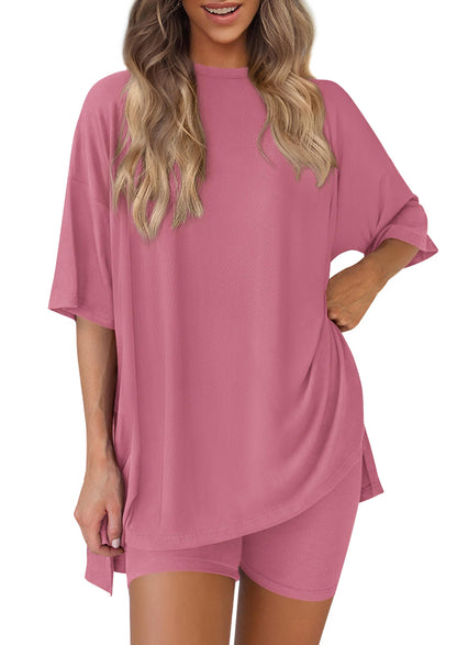 PRETTYGARDEN Women's Casual 2-Piece Lounge Set with Biker Shorts
