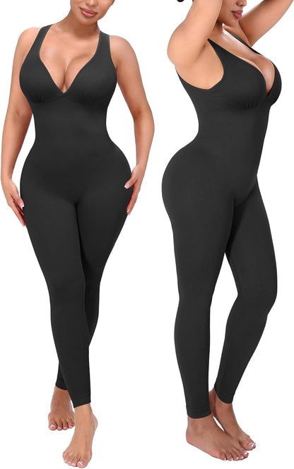 SHAPELLX Women's Tummy Control One-Piece Yoga Jumpsuit