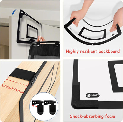 2-in-1 Hanging Door Basketball Laundry Hamper with Hoop Zipper Base