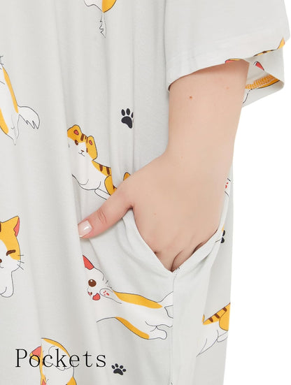 KFUBUO Plus Size Sleep Shirt Dress with Pocket