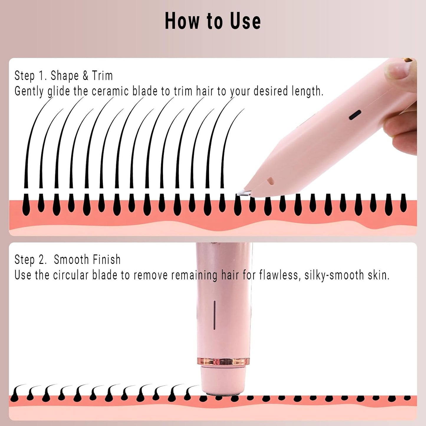 Women 2-in-1 Dual Head Electric Bikini Trimmer Waterproof Rechargeable Hair Remover