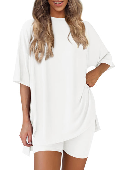 PRETTYGARDEN Women's Casual 2-Piece Lounge Set with Biker Shorts
