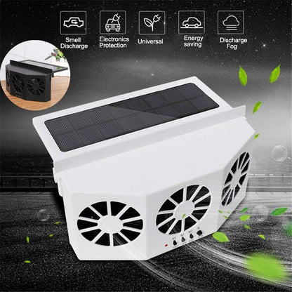 Solar Car Exhaust Fan, Dual Outlet Rechargeable Window Cooling Vent Fan