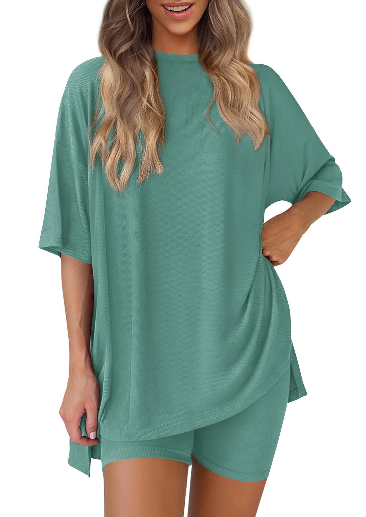 PRETTYGARDEN Women's Casual 2-Piece Lounge Set with Biker Shorts