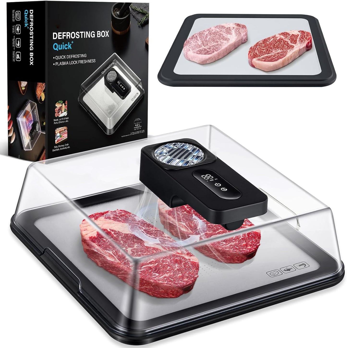 AuntyFey Rapid Meat Defrost Tray Airflow Tech, No Water