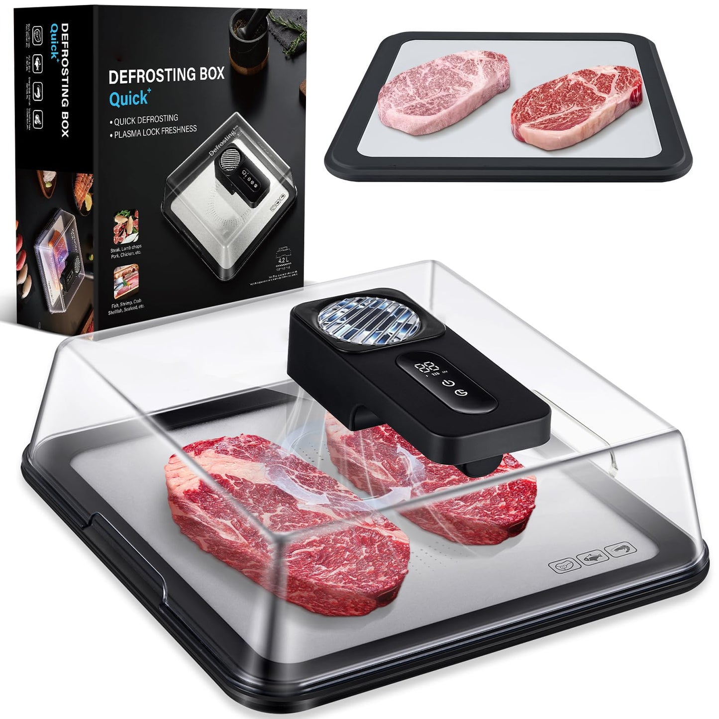 AuntyFey Rapid Meat Defrost Tray Airflow Tech, No Water