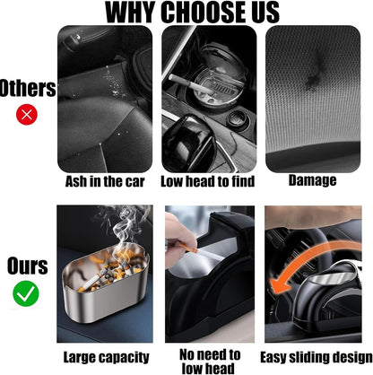 Portable Windproof Car Ashtray with Lid Spill Proof Cup Holder Fit