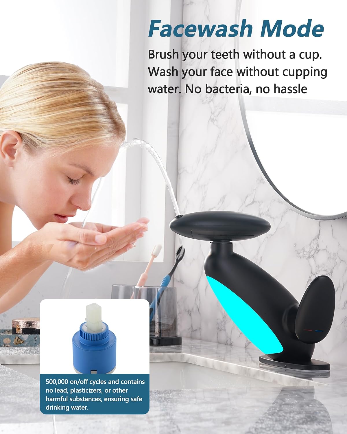 LED Waterfall Bathroom Faucet with Pull-Out Sprayer & 360° Rotation