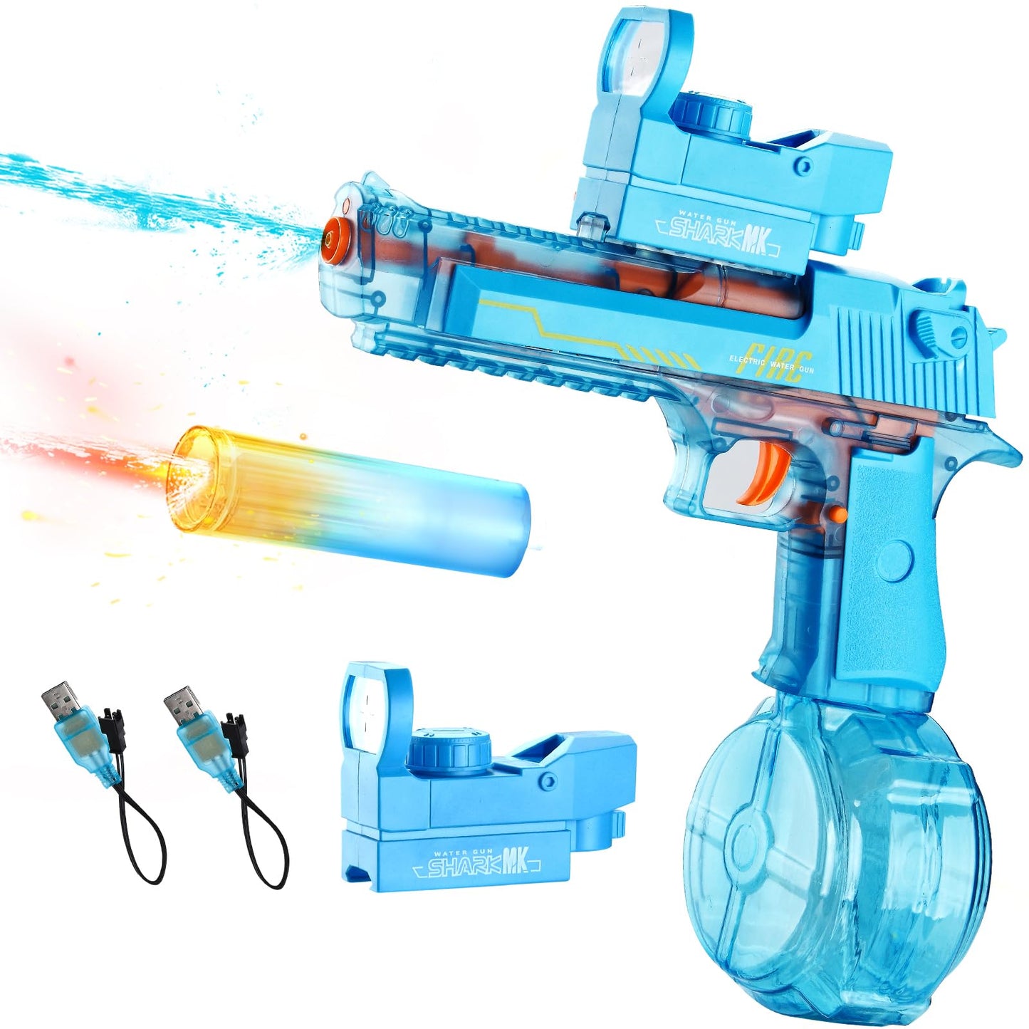 Automatic Electric Water Blaster Toy - High Capacity Water Soaker with Dual Rechargeable Batteries & LED Light Up, Outdoor Pool Toys for Kids Adults
