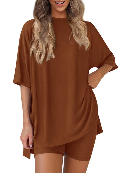 PRETTYGARDEN Women's Casual 2-Piece Lounge Set with Biker Shorts