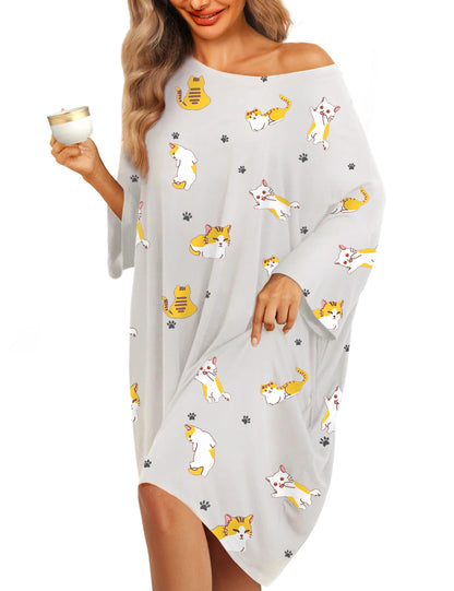 KFUBUO Plus Size Sleep Shirt Dress with Pocket