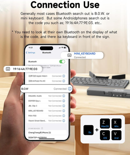 Foldable Bluetooth Keyboard with Magnetic Stand, Rechargeable & Portable
