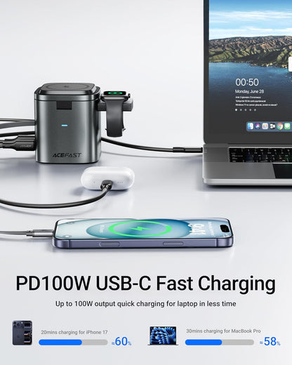 6-in-1 100W GaN Charging Station with Qi2 Magnetic Wireless Charger