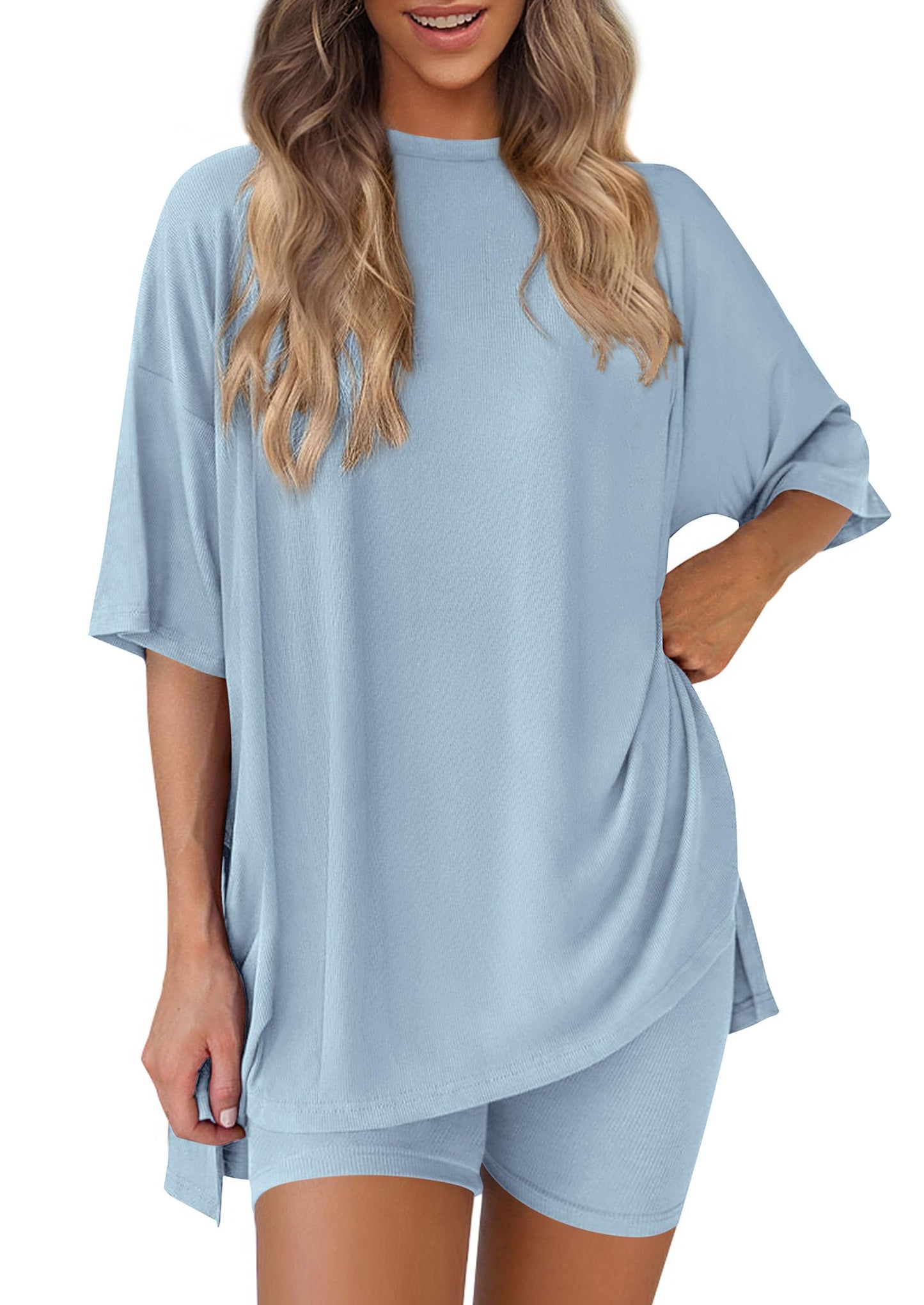 PRETTYGARDEN Women's Casual 2-Piece Lounge Set with Biker Shorts