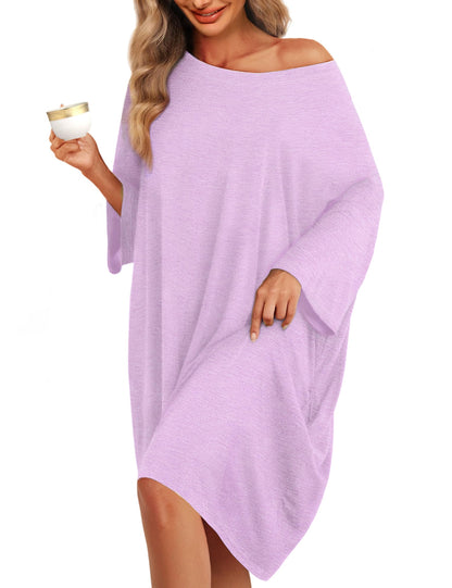 KFUBUO Plus Size Sleep Shirt Dress with Pocket