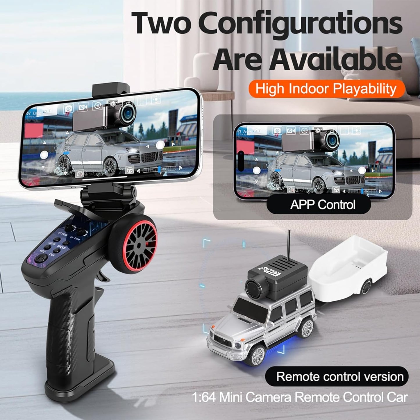 WLtoys 1:64 FPV RC Drift Car with 720P HD Camera, WiFi App & Gyro Control