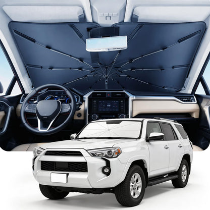 Umbrella Windshield Sun Shade for Chevy Silverado (2011-2026), Car Sunshade for Front Windshield [Nano Ice-Crystal Coatings] UPF50+ Heat & UV Block, Protect Interior & Keep Cooler