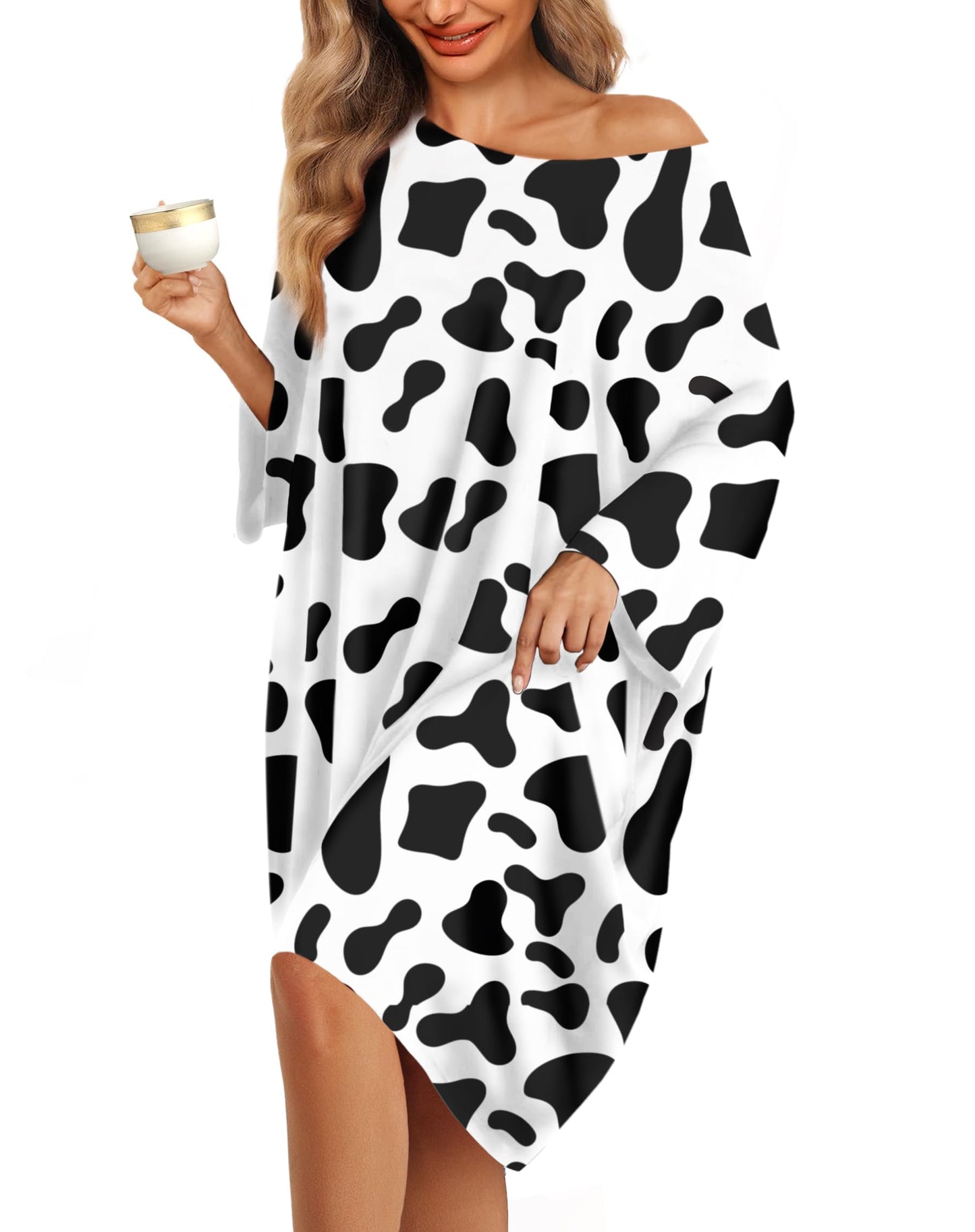 KFUBUO Plus Size Sleep Shirt Dress with Pocket