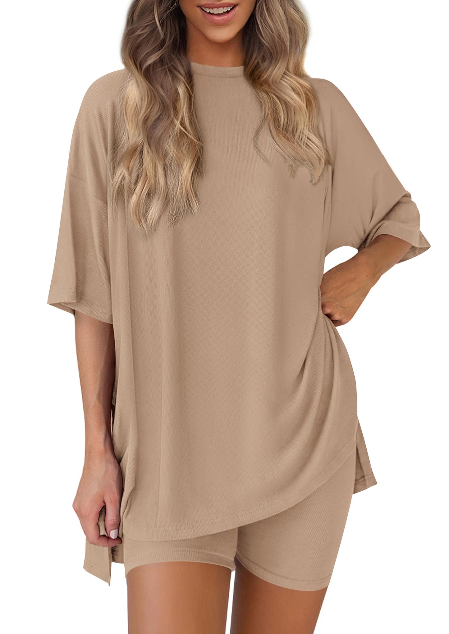 PRETTYGARDEN Women's Casual 2-Piece Lounge Set with Biker Shorts