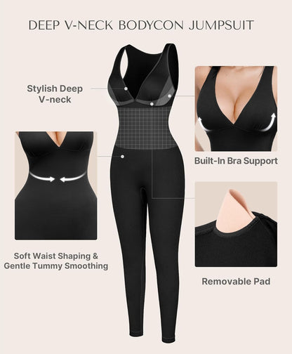 SHAPELLX Women's Tummy Control One-Piece Yoga Jumpsuit