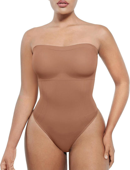 SHAPELLX Strapless Shapewear Bodysuit with Tummy Control
