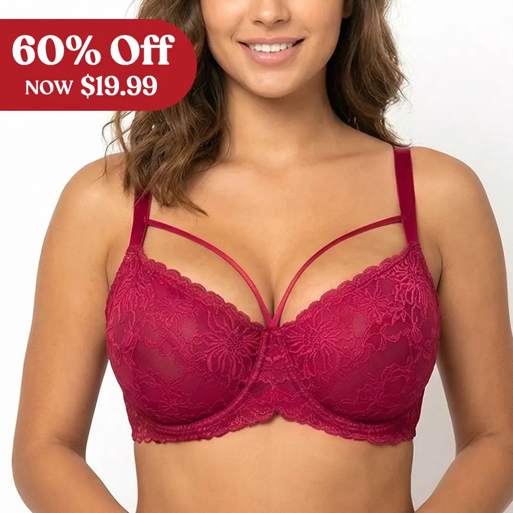 HSIA Pretty In Petals Plus Size Full Coverage Underwire Lace Bra