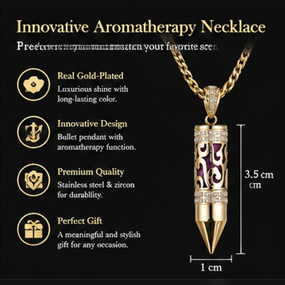 Gold Plated Bullet Aroma Necklace, CZ Pendant Jewelry