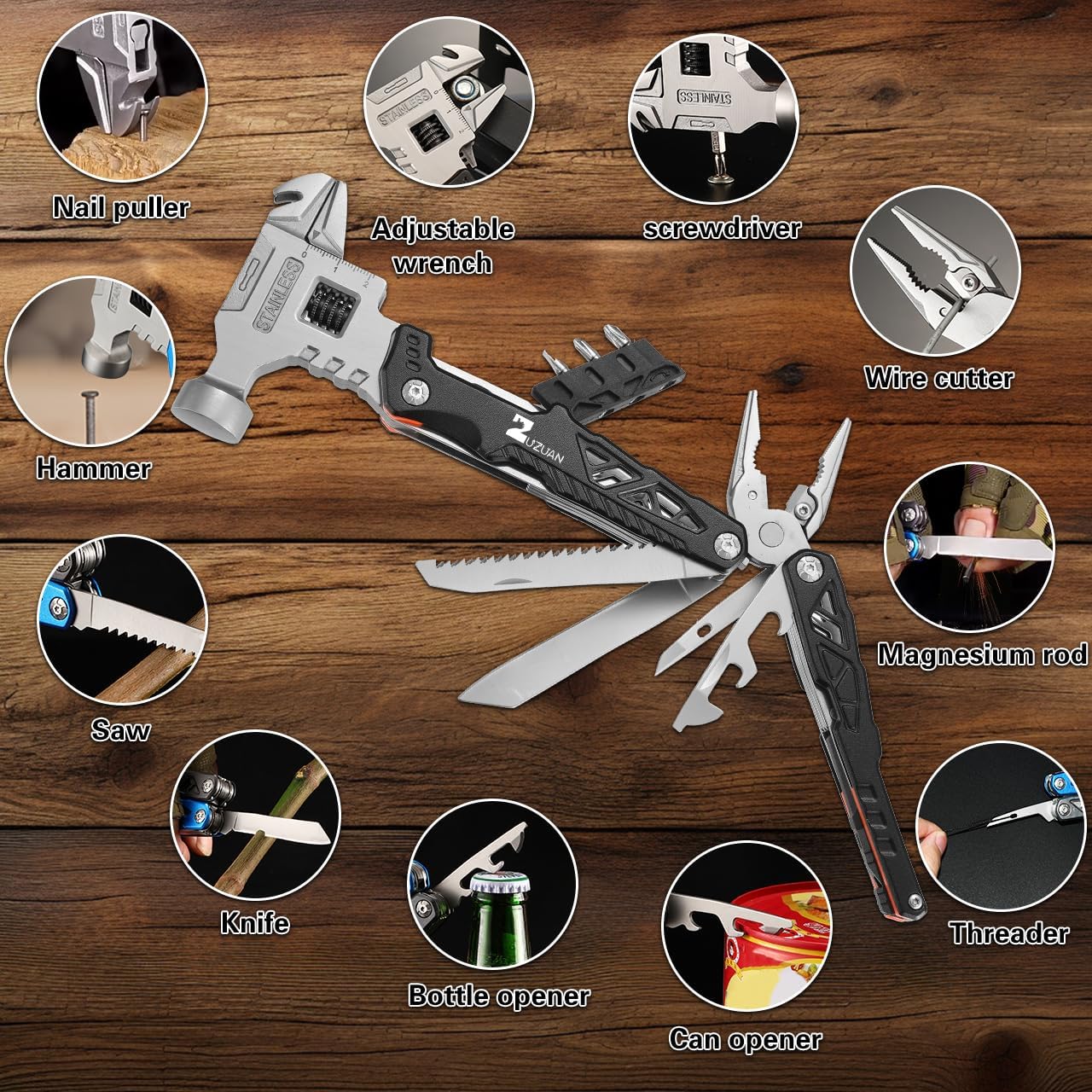 18 in 1 Stainless Steel Survival Multitool Pliers with Replaceable Alloy Blades