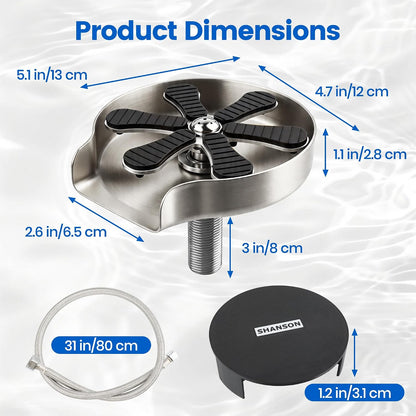 9-Jet High Pressure Glass Rinser Stainless Steel Sink Cup Washer