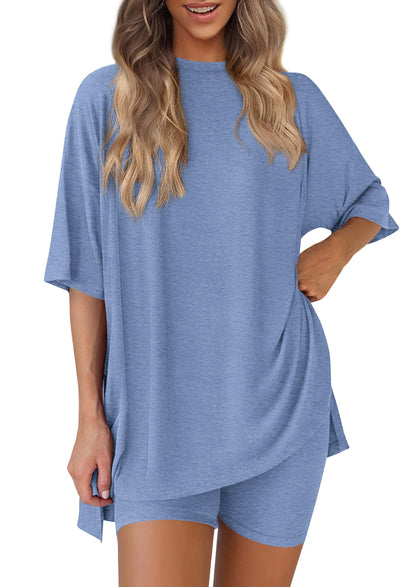 PRETTYGARDEN Women's Casual 2-Piece Lounge Set with Biker Shorts