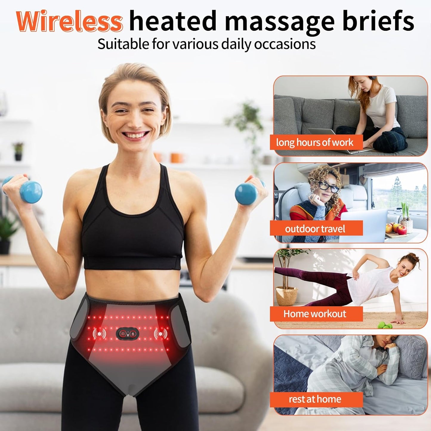 Wireless Period Heating Pad with Vibration Massage for Cramp Pain Relief