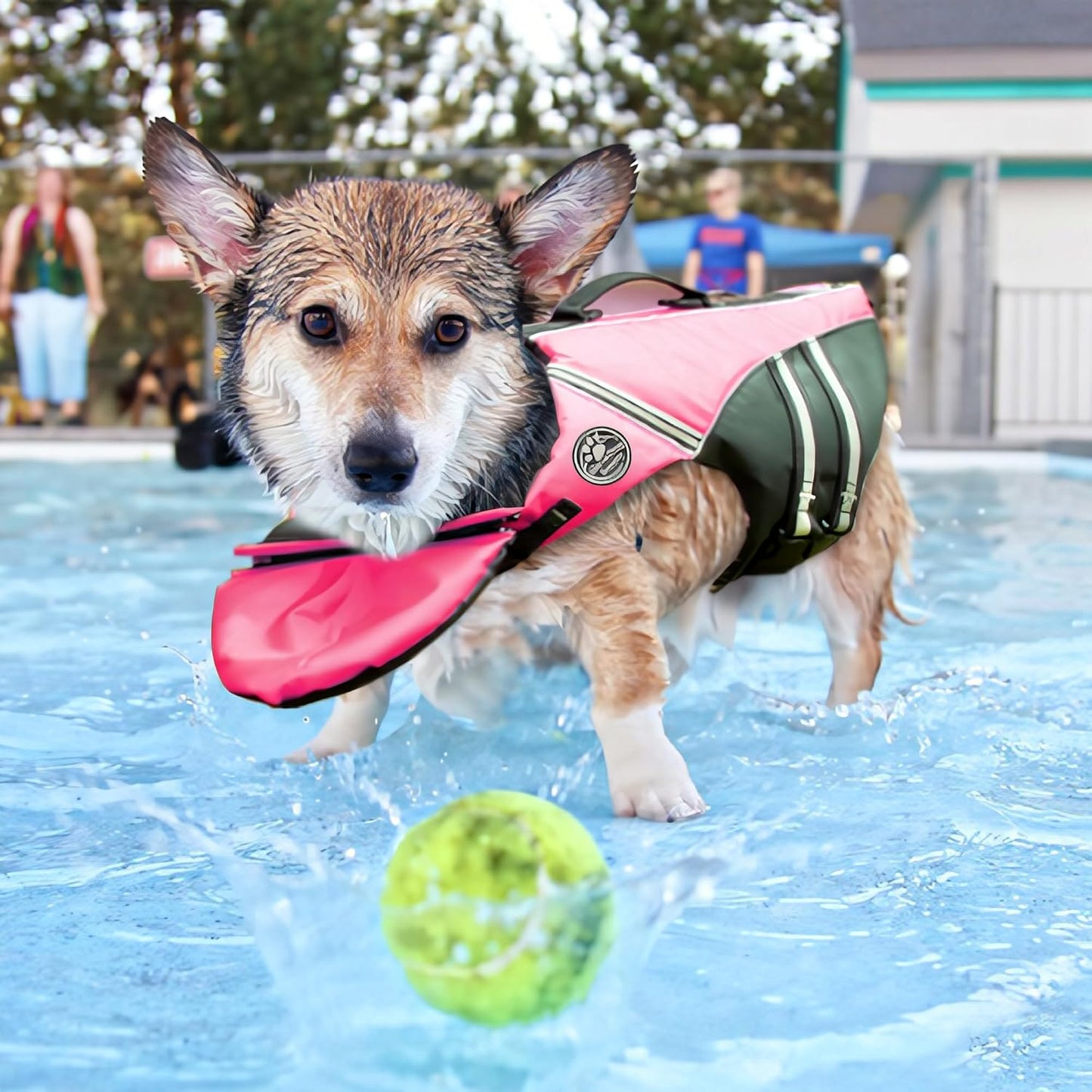 Reflective Dog Life Jacket with Removable Neck Float & Rescue Handle