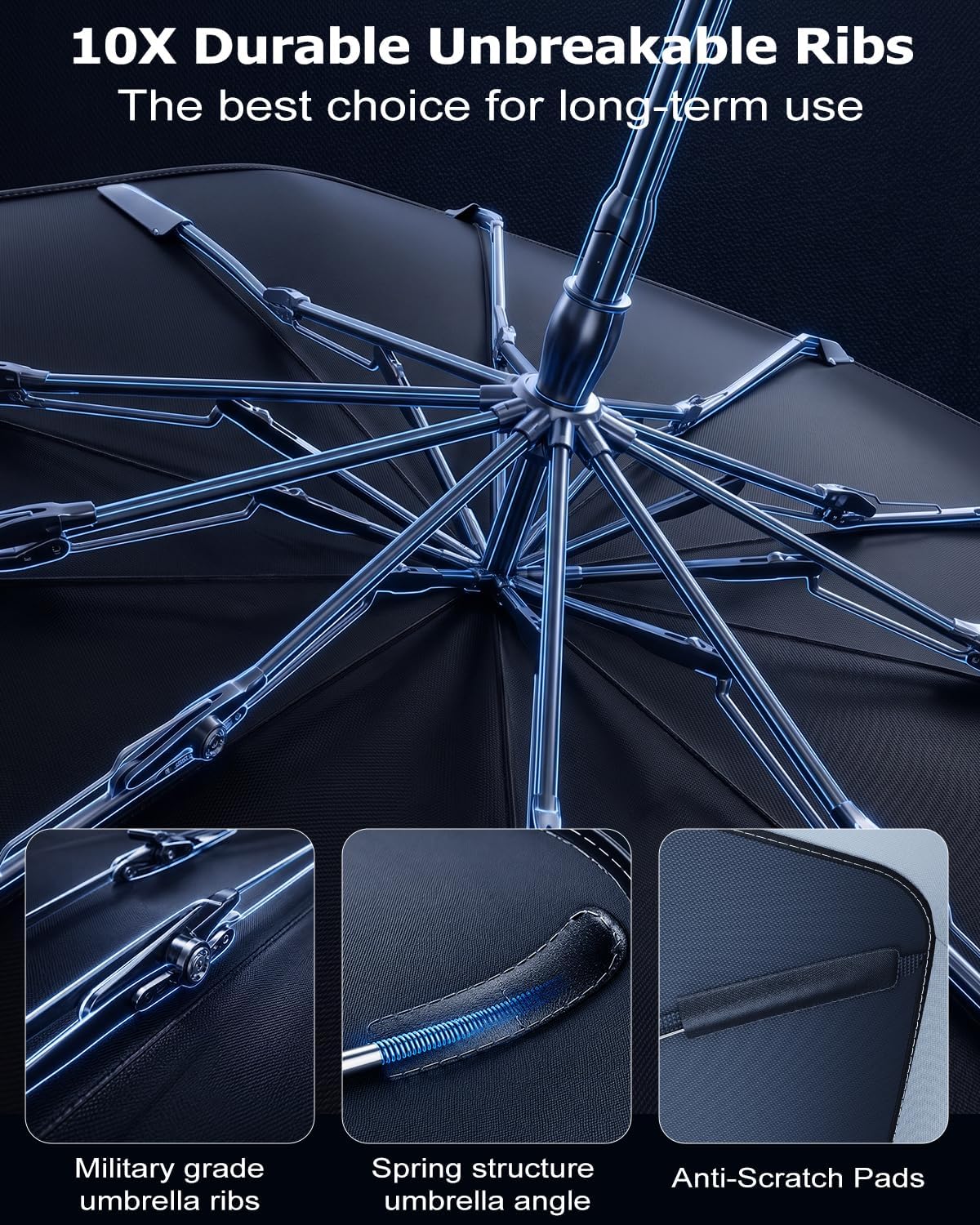 Umbrella Windshield Sun Shade for Chevy Silverado (2011-2026), Car Sunshade for Front Windshield [Nano Ice-Crystal Coatings] UPF50+ Heat & UV Block, Protect Interior & Keep Cooler