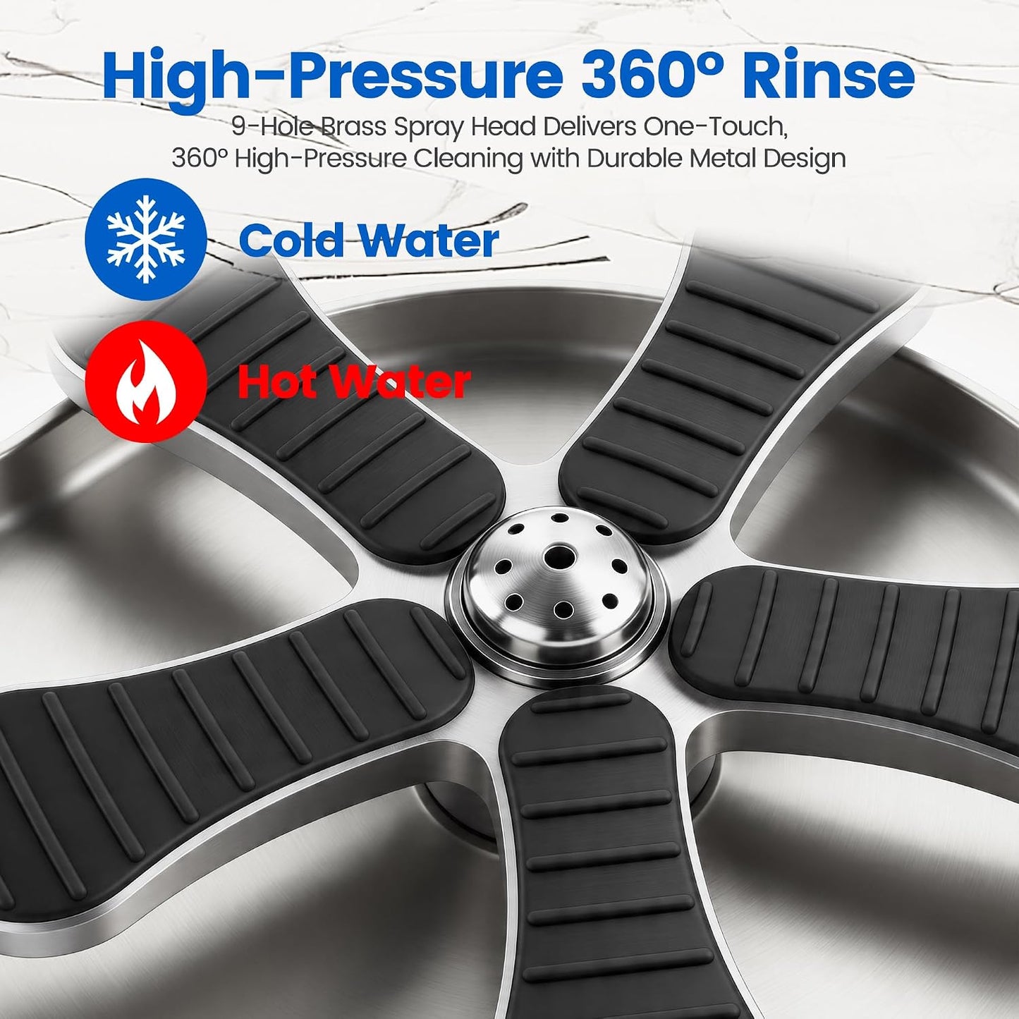 9-Jet High Pressure Glass Rinser Stainless Steel Sink Cup Washer
