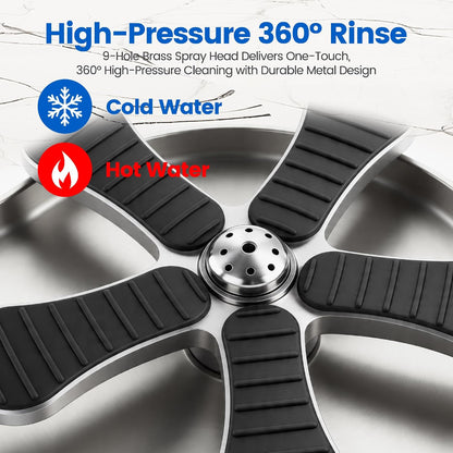 9-Jet High Pressure Glass Rinser Stainless Steel Sink Cup Washer