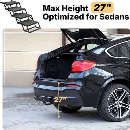 Foldable Dog Steps for Car & Truck, Heavy-Duty 4-Step Pet Stairs