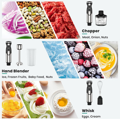 Colarlemo 1800W 4-in-1 Hand Blender, Ice Crush, Turbo, Whisk