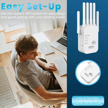 WiFi Extender Signal Booster for Home,Long Range Coverage & Quick Setup