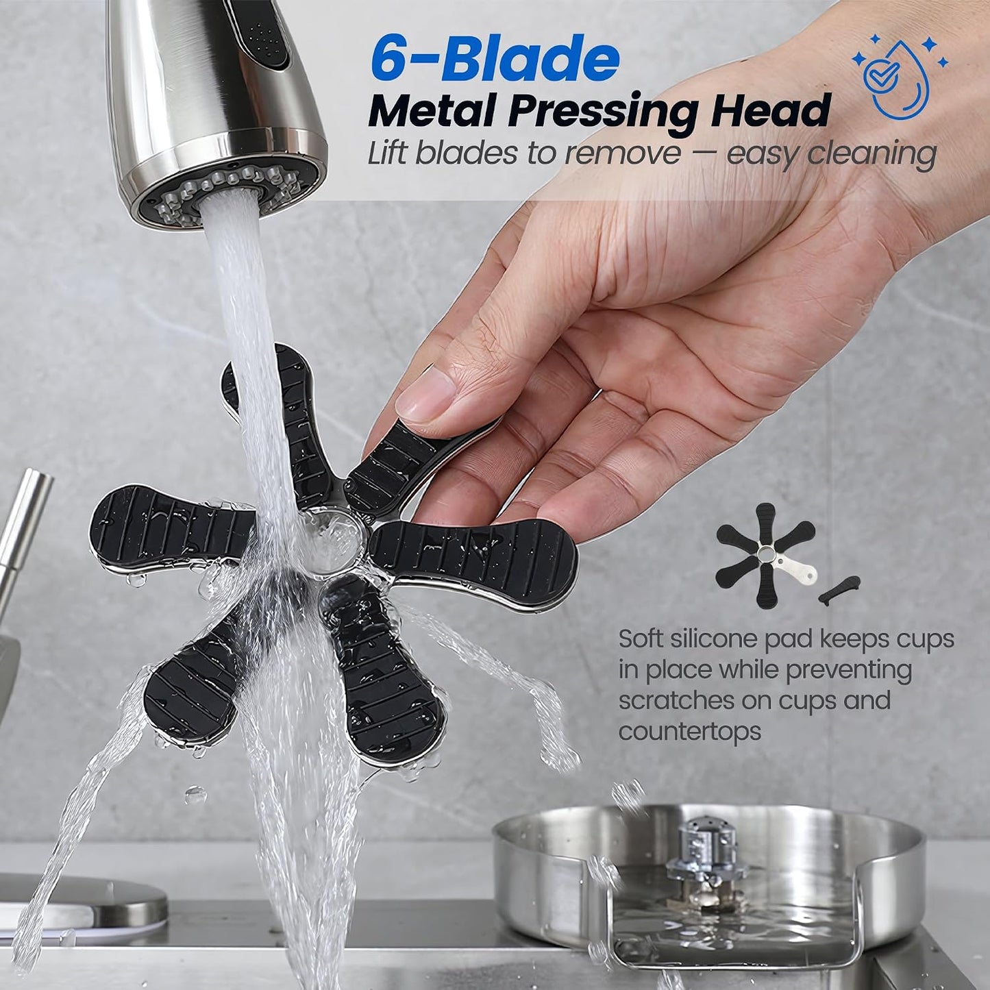 9-Jet High Pressure Glass Rinser Stainless Steel Sink Cup Washer