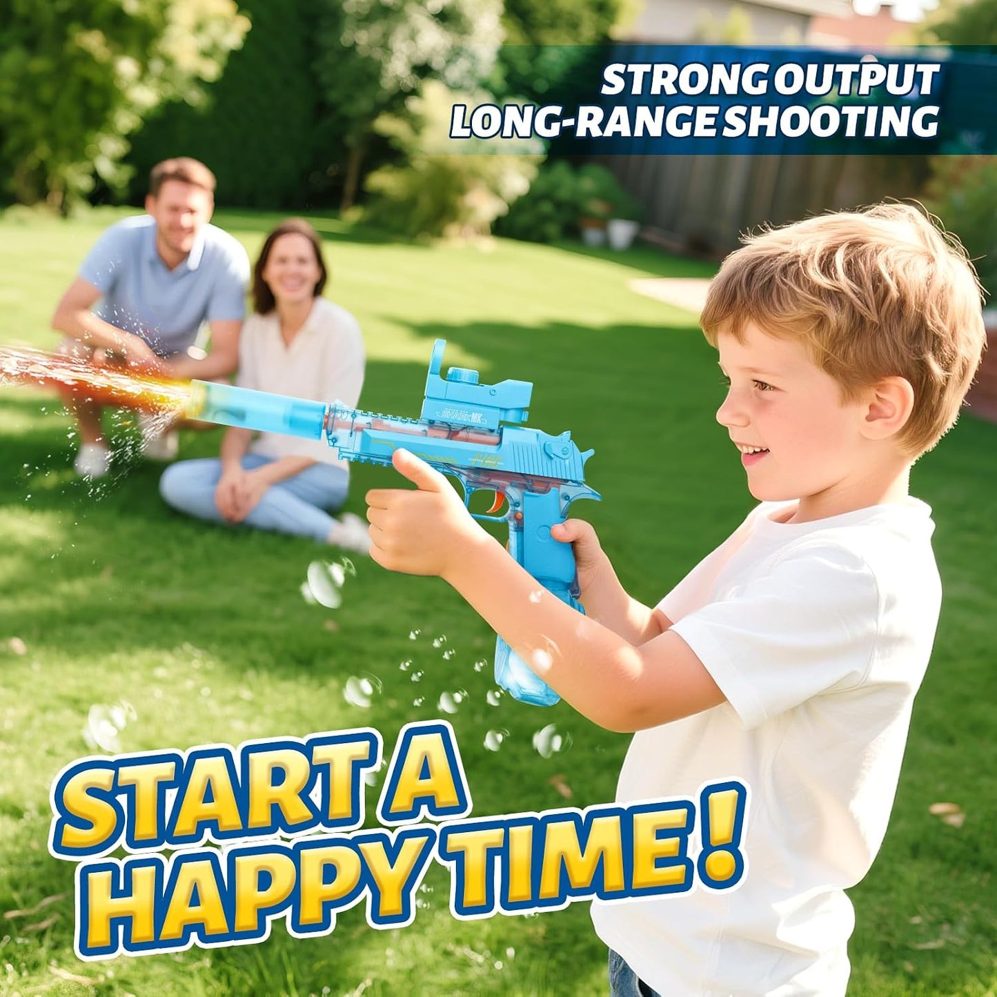 Automatic Electric Water Blaster Toy - High Capacity Water Soaker with Dual Rechargeable Batteries & LED Light Up, Outdoor Pool Toys for Kids Adults