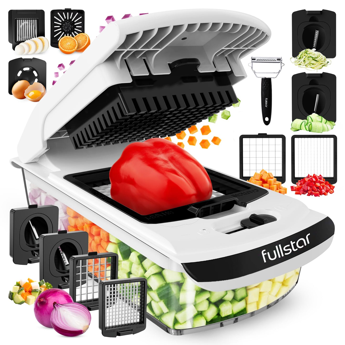 Fullstar Pro 8 in 1 Vegetable Chopper Mandoline Slicer with Storage Container