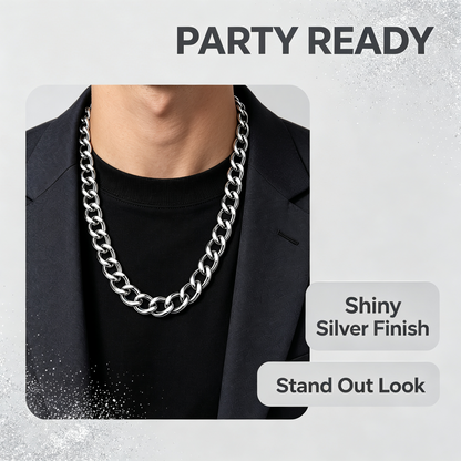 Chunky Cuban Link Chain Necklace for Women, Stainless Steel Gold Tone Hip Hop Choker