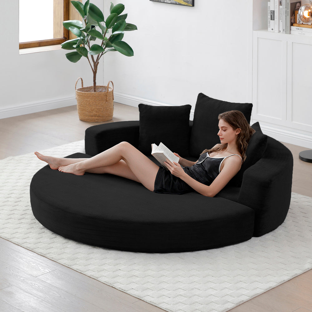 Convertible sofa couch bed,multi-functional,circular bed,adjustable Futon sofa ,No Assembly compressed corduroy floor lounge sofa for Apartment office bedroom living room