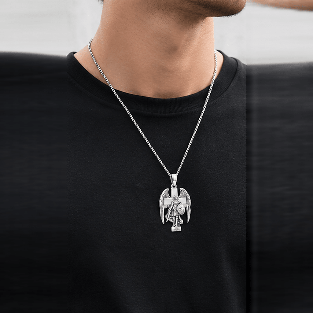 925 Sterling Silver Patron Saint Amulet Necklace - Yptuan