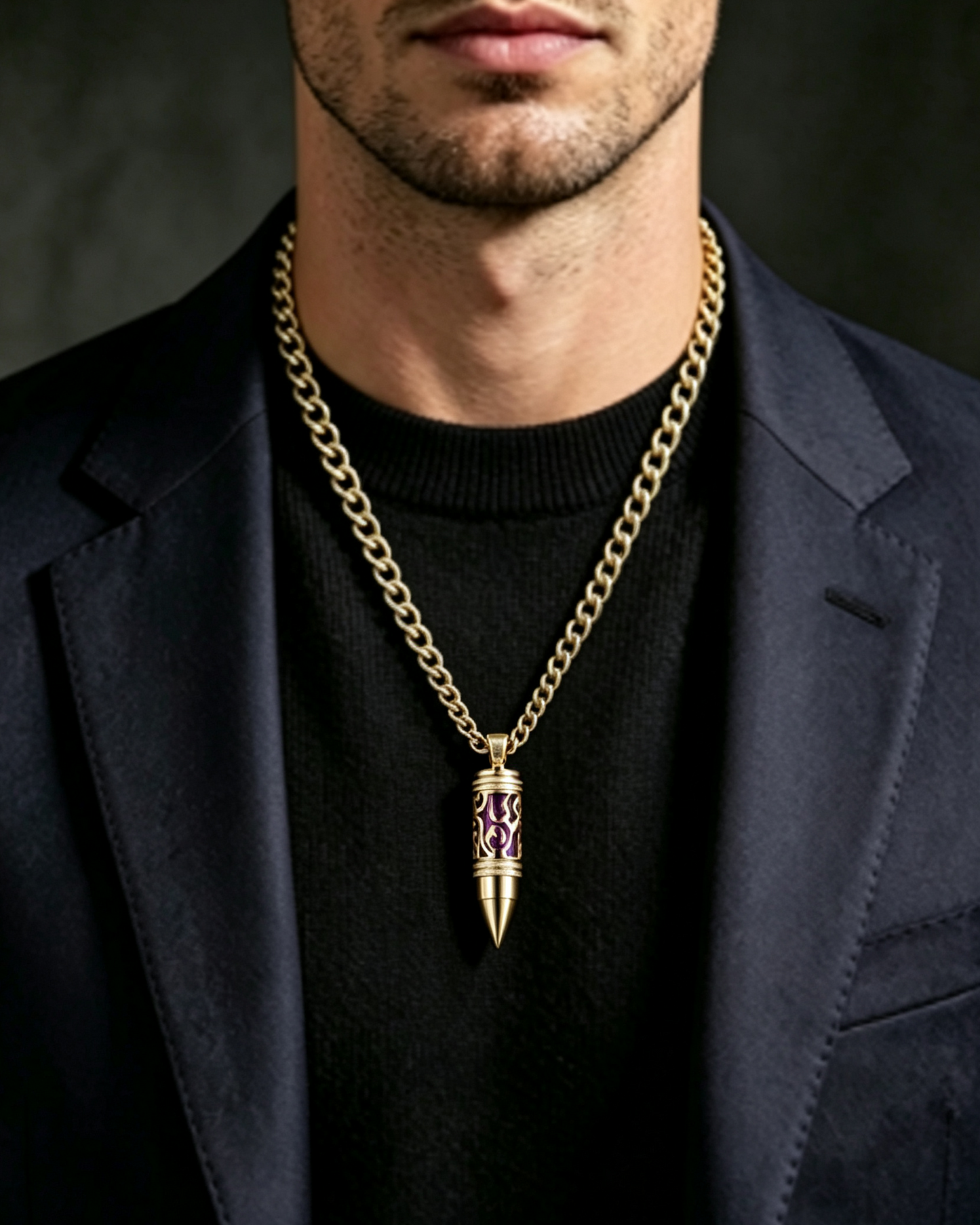 Gold Plated Bullet Aroma Necklace, CZ Pendant Jewelry