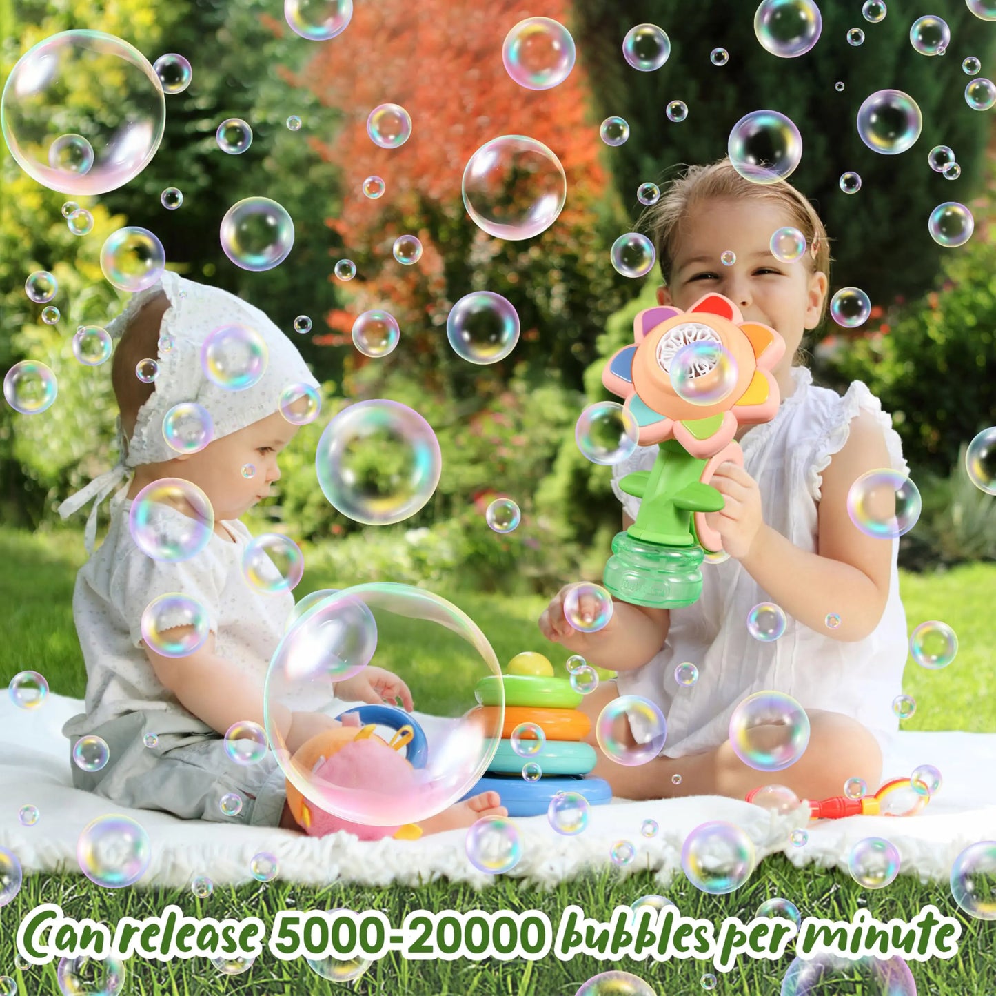 Sunflower Bubble Machine for Kids | Automatic Bubble Blower with Colorful Lights