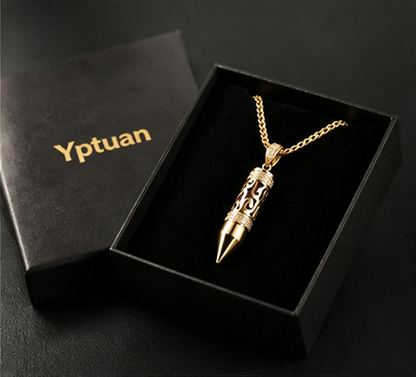 Gold Plated Bullet Aroma Necklace, CZ Pendant Jewelry