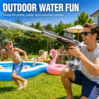Electric Water Blaster Gun - LED Light Up Automatic Water Gun for Kids, Long Range Summer Toy