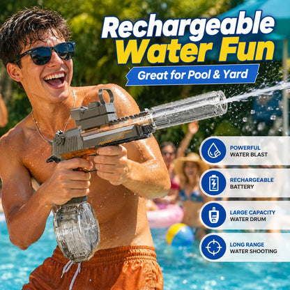Electric Water Blaster Gun - LED Light Up Automatic Water Gun for Kids, Long Range Summer Toy
