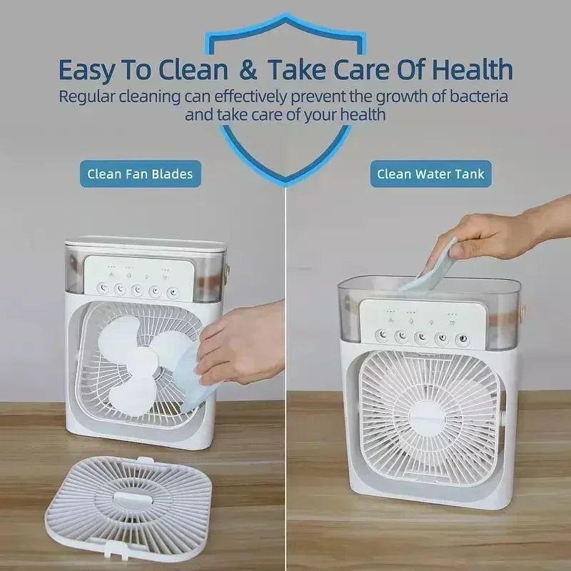 3-in-1 Portable Air Cooler Fan, Humidifier & LED Night Light
